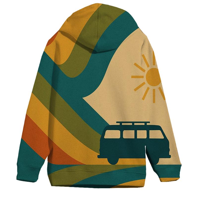 Burnt Orange Groove Waves designer hoodies