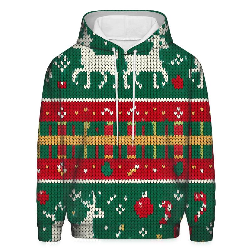 Tinsel Reindeer Plaid Stitch Design hoodie styles