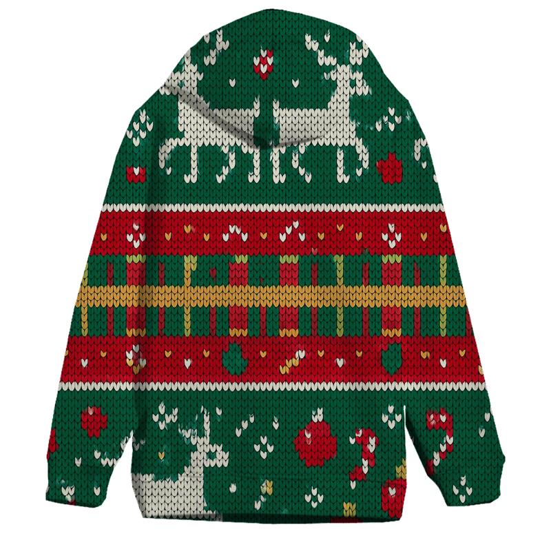 Tinsel Reindeer Plaid Stitch Design hoodie styles