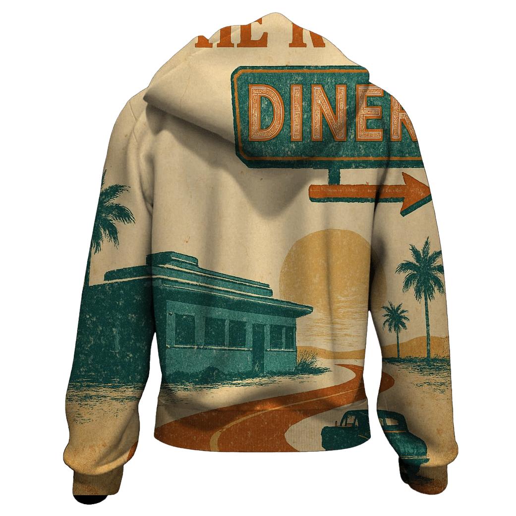 Vintage Travel Poster Roadside Diner hoodie styles