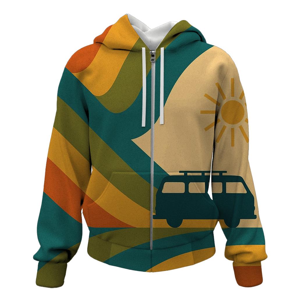 Burnt Orange Groove Waves premium hoodies