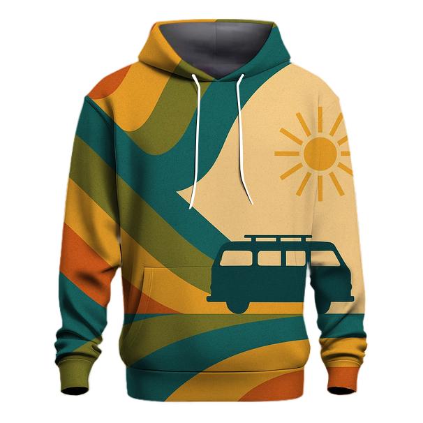 Burnt Orange Groove Waves embroidered hoodies