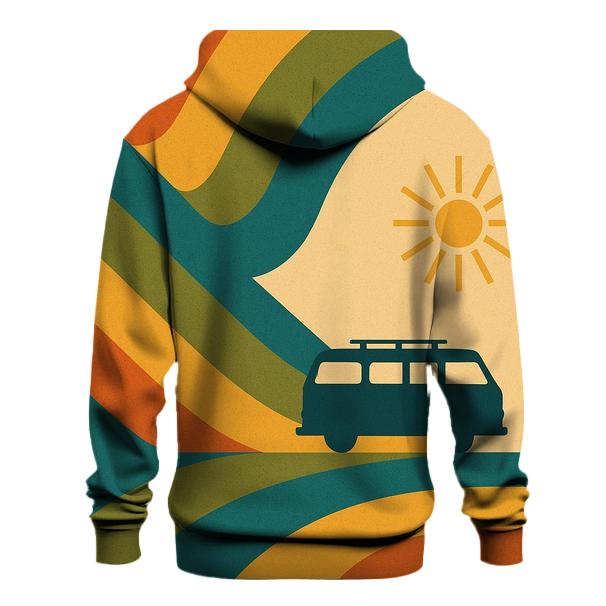 Burnt Orange Groove Waves embroidered hoodies