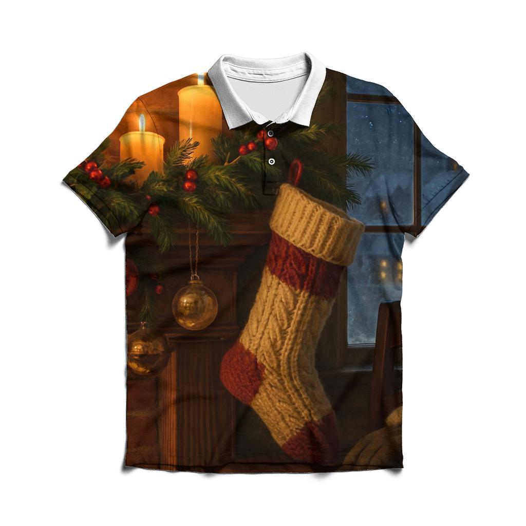 Midnight Carol At The Frosted Mantel custom polo shirts
