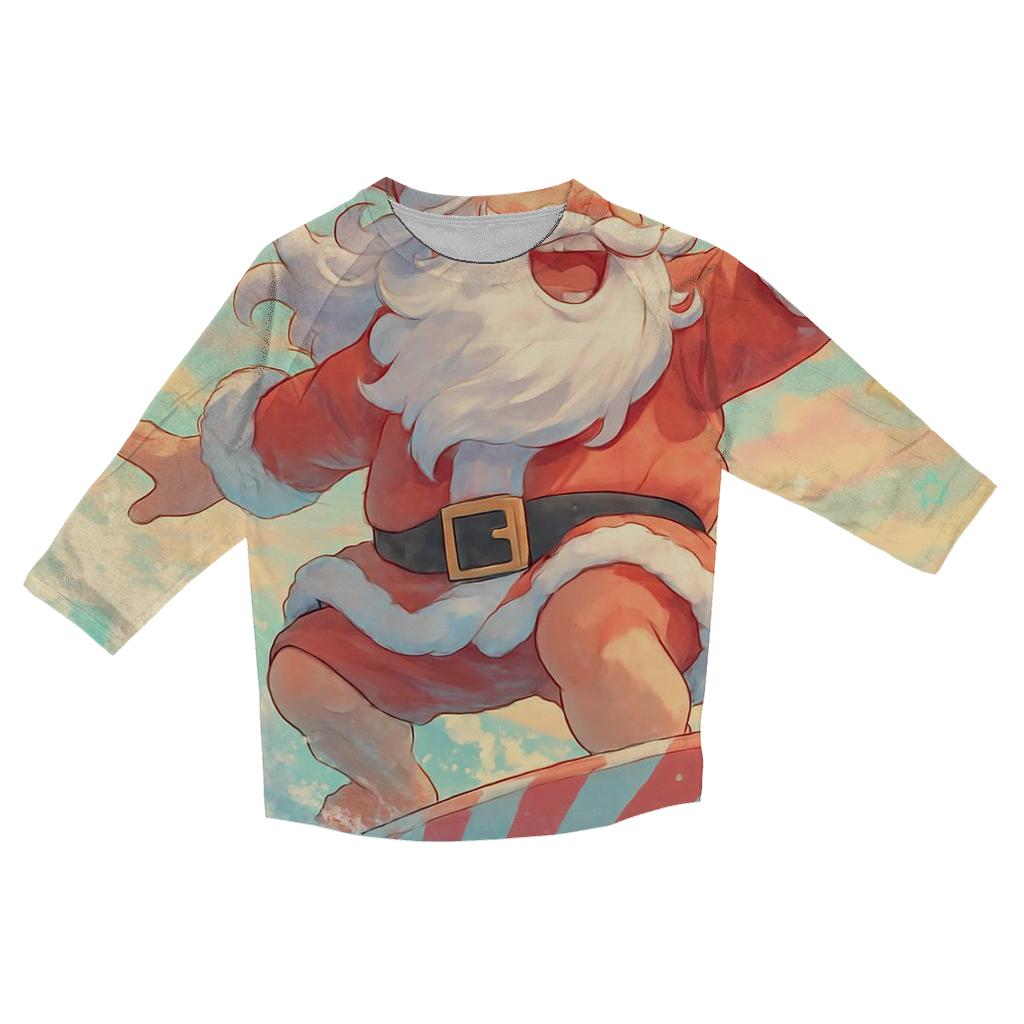 Surfboard Santa Sunshine designer 3/4 sleeve blouses