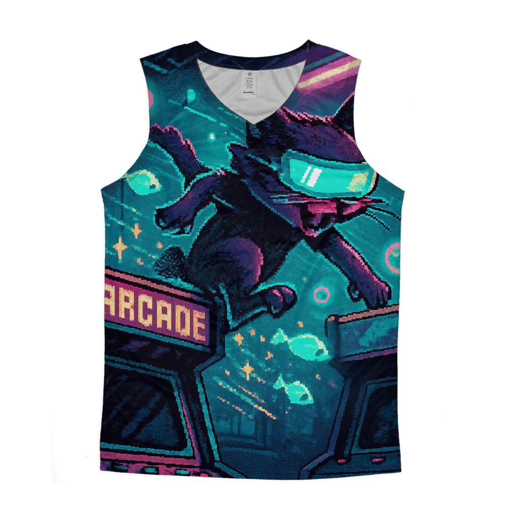 Retro Arcade Alley Cat cotton sleeveless tops