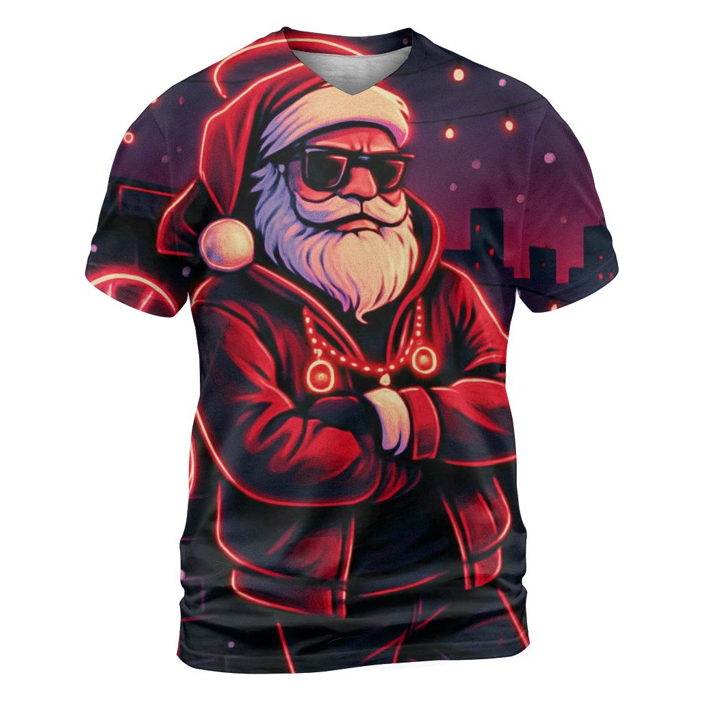 Neon Streetwear Santa artistic all-over print tops