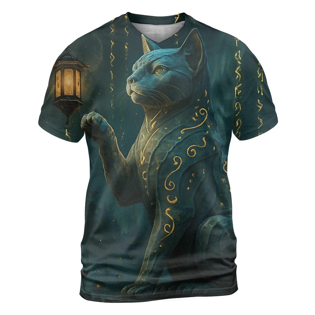 Mystic Guardian Cat Totem designer pattern shirts