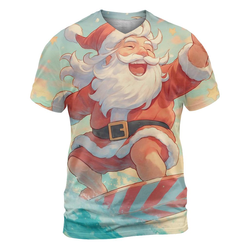 Surfboard Santa Sunshine statement graphic shirts