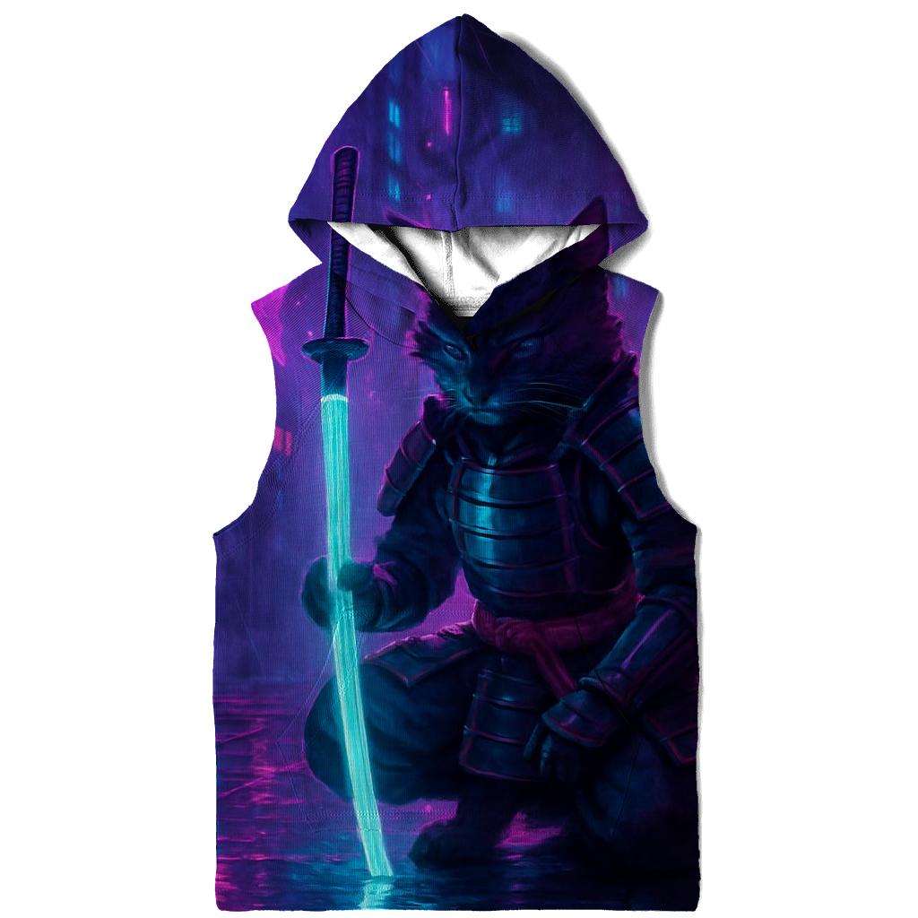 Neon Samurai Cat heavyweight hoodies