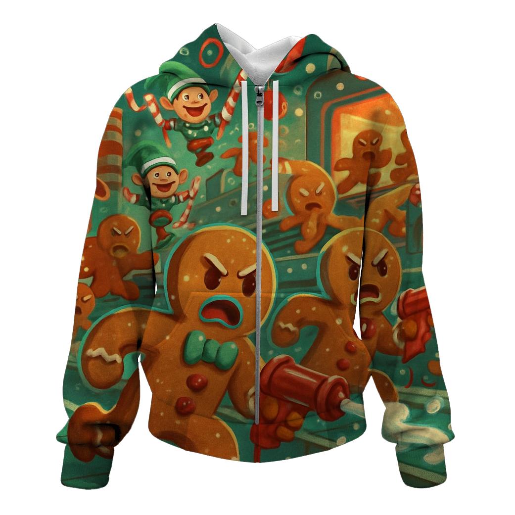 Gingerbread Workshop Riot printed hoodies