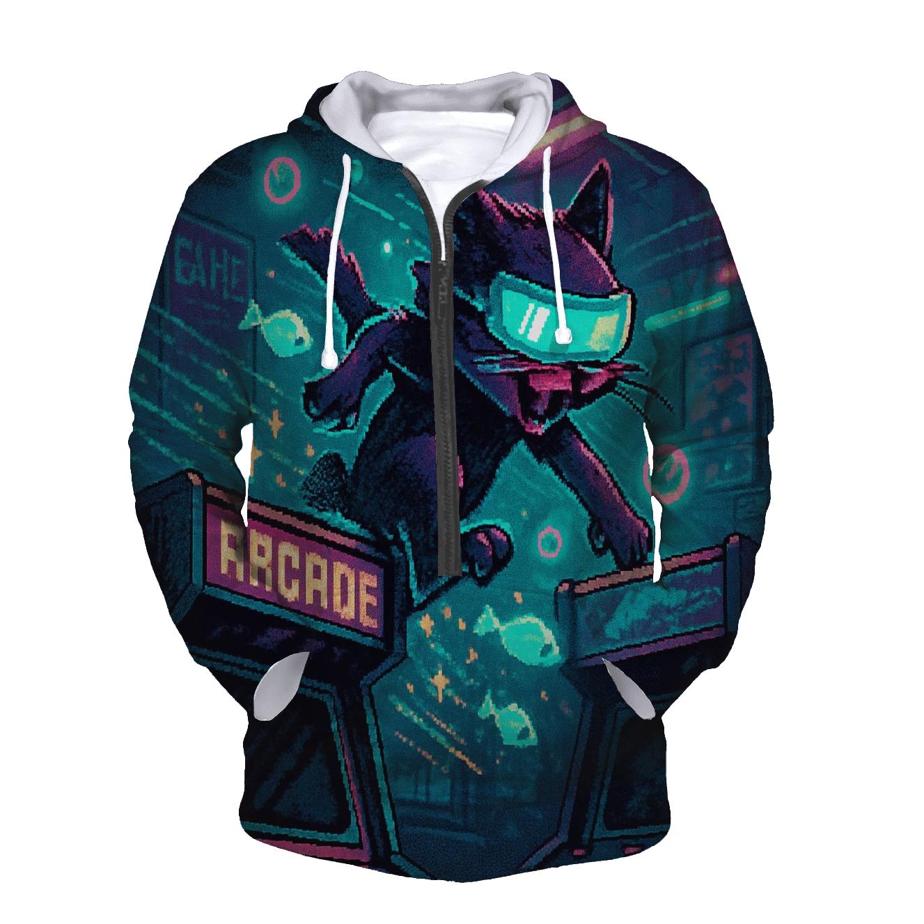 Retro Arcade Alley Cat premium hoodies