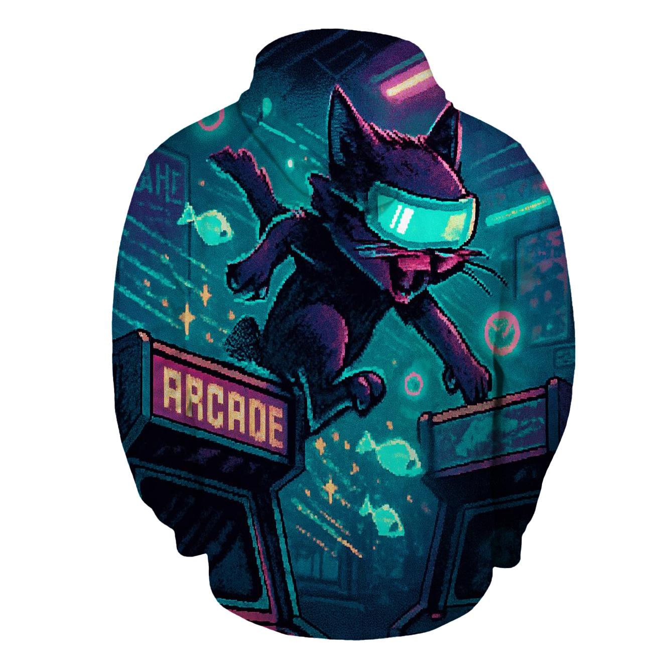 Retro Arcade Alley Cat premium hoodies