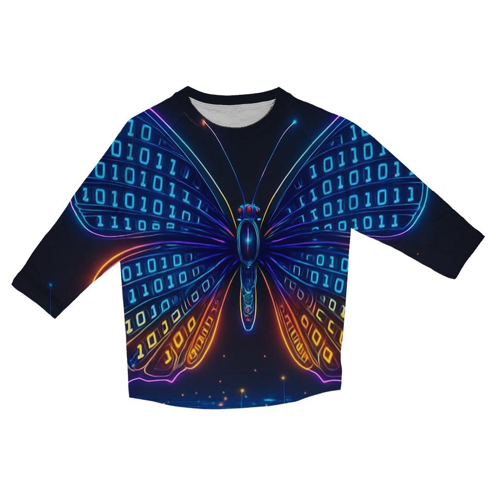 Random Binary Butterfly cotton quarter sleeve shirts