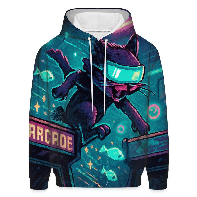 Retro Arcade Alley Cat designer hoodies