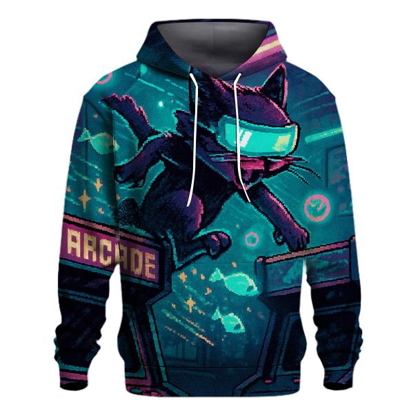 Retro Arcade Alley Cat embroidered hoodies