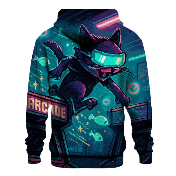 Retro Arcade Alley Cat embroidered hoodies