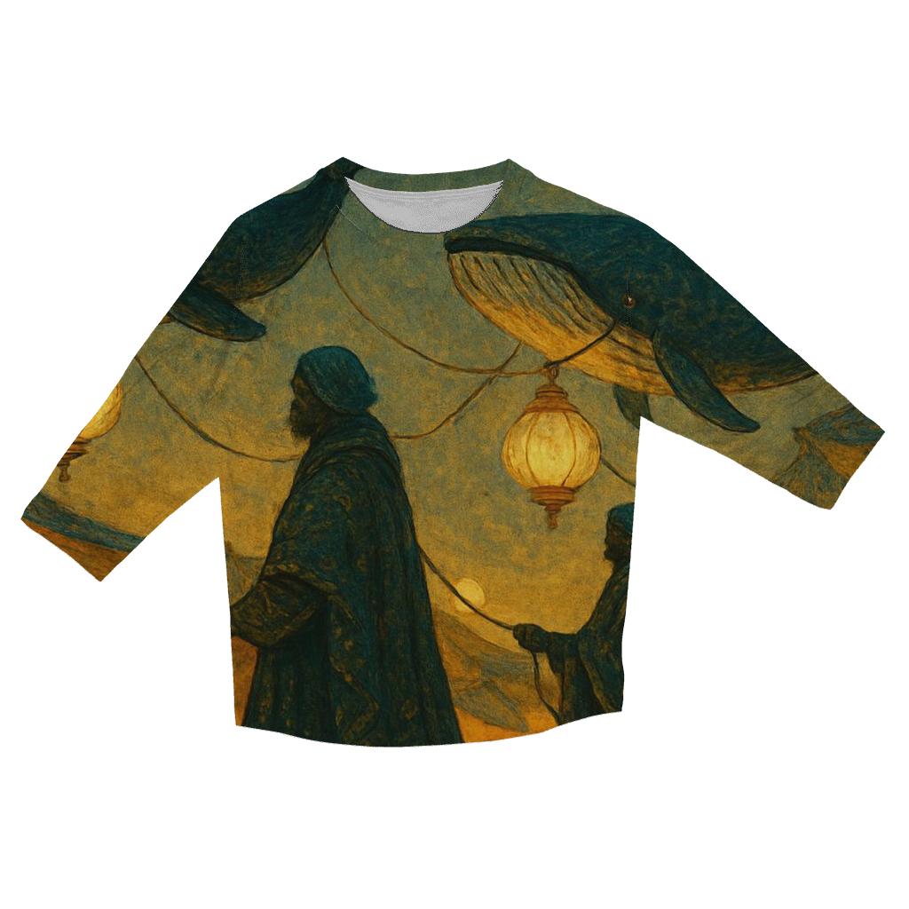 Random Lantern Whale Caravan casual three quarter sleeve shirts