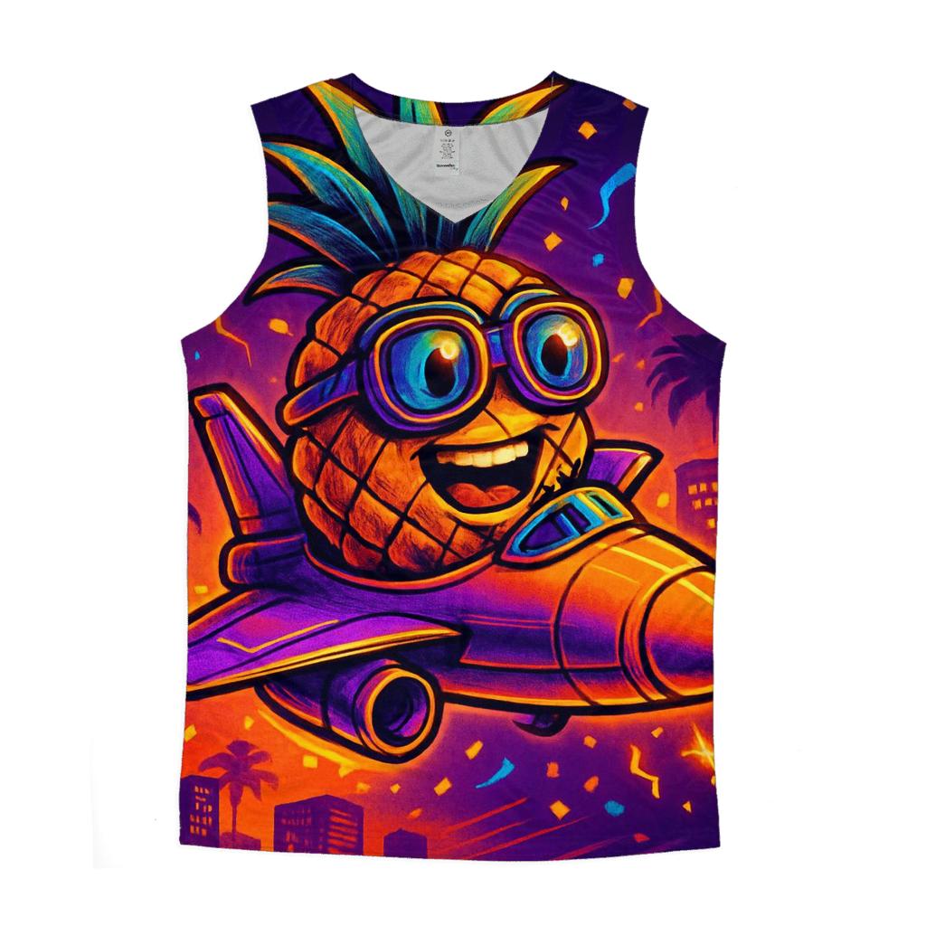 Random Neon Pineapple Pilot cotton sleeveless tops