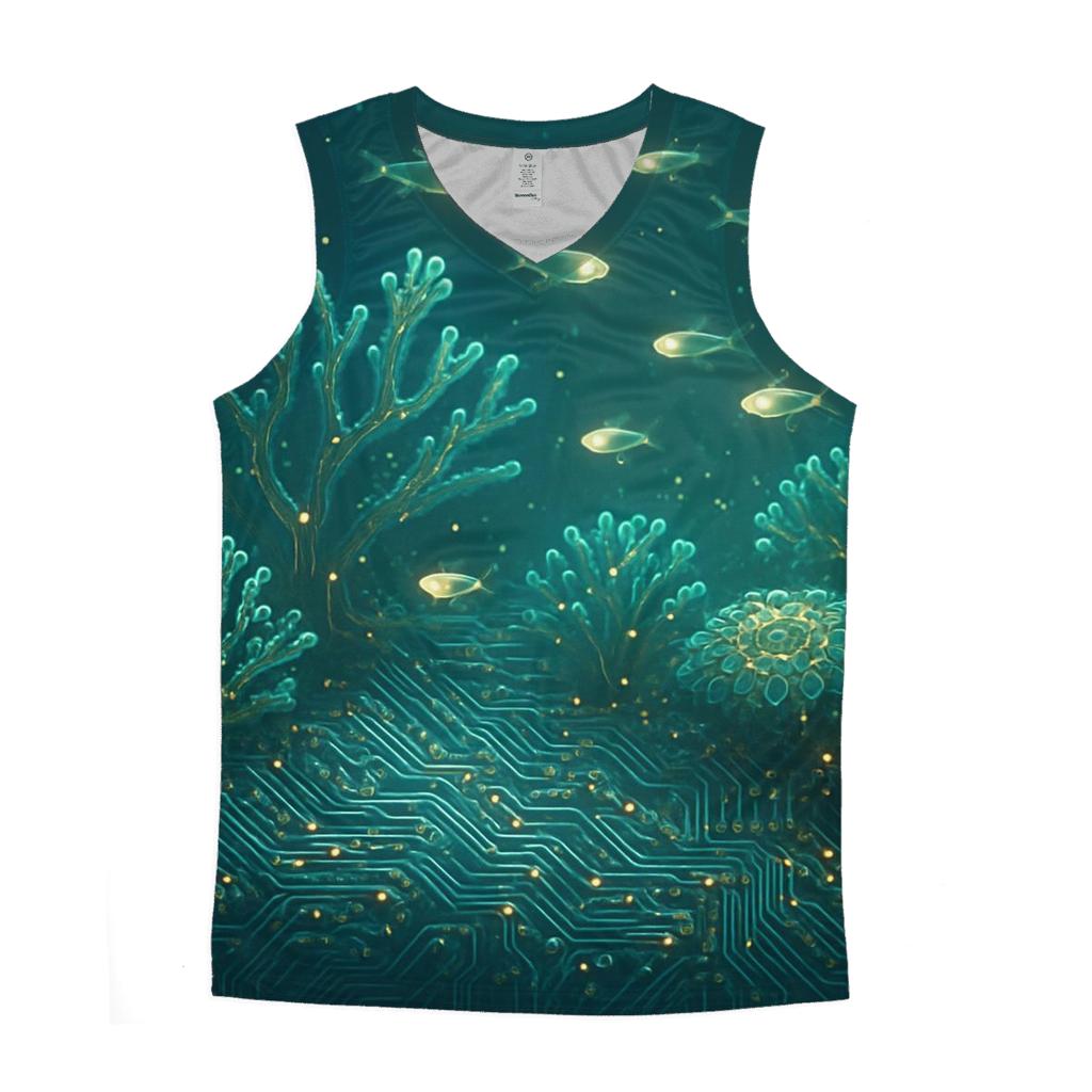 Random Circuitboard Coral Reef casual summer tank tops