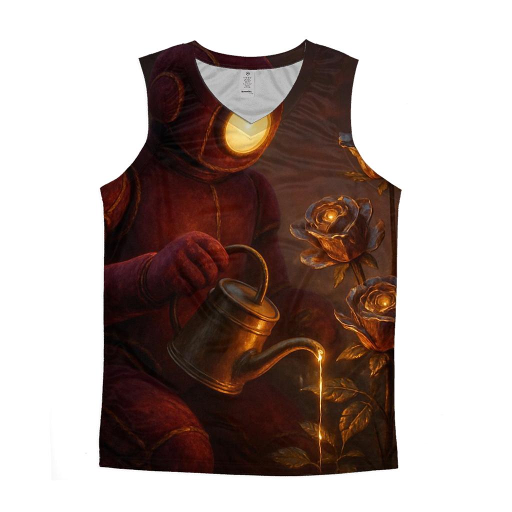 Random Velvet Robot Gardener graphic print tank tops