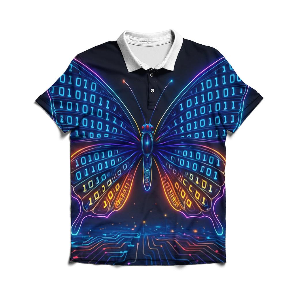 Random Binary Butterfly stylish collar polo tees