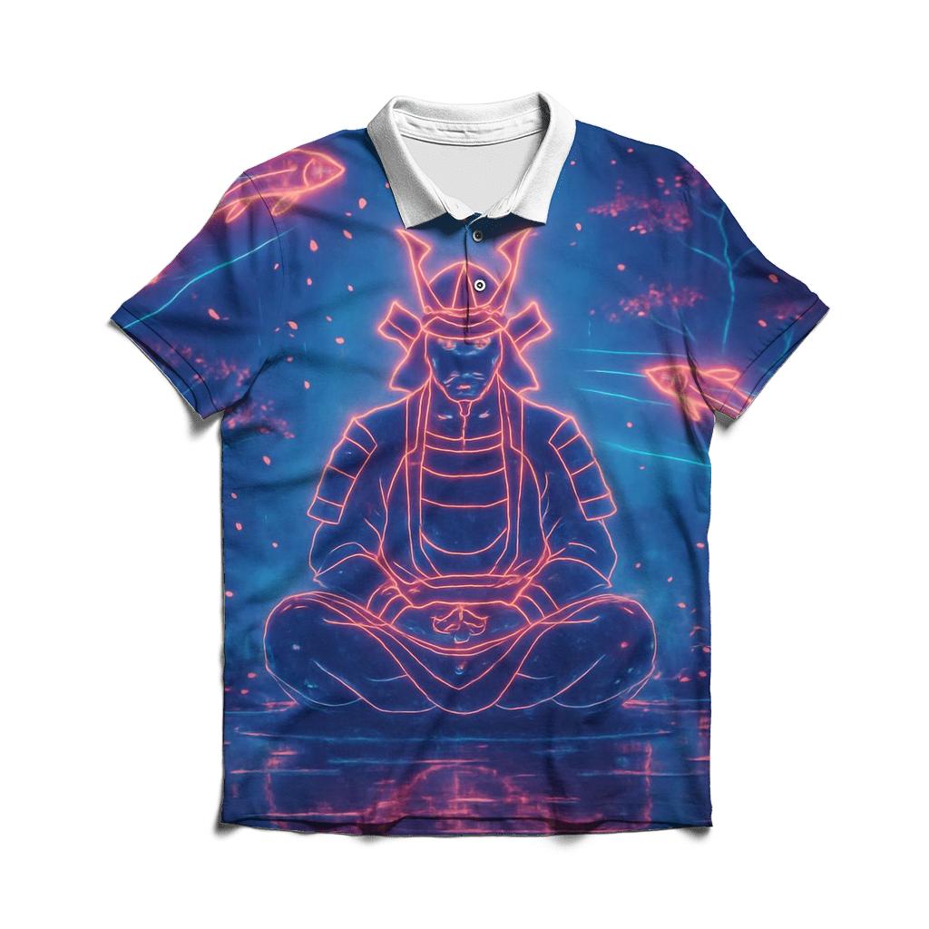 Random Neon Samurai Garden premium cotton polo shirts