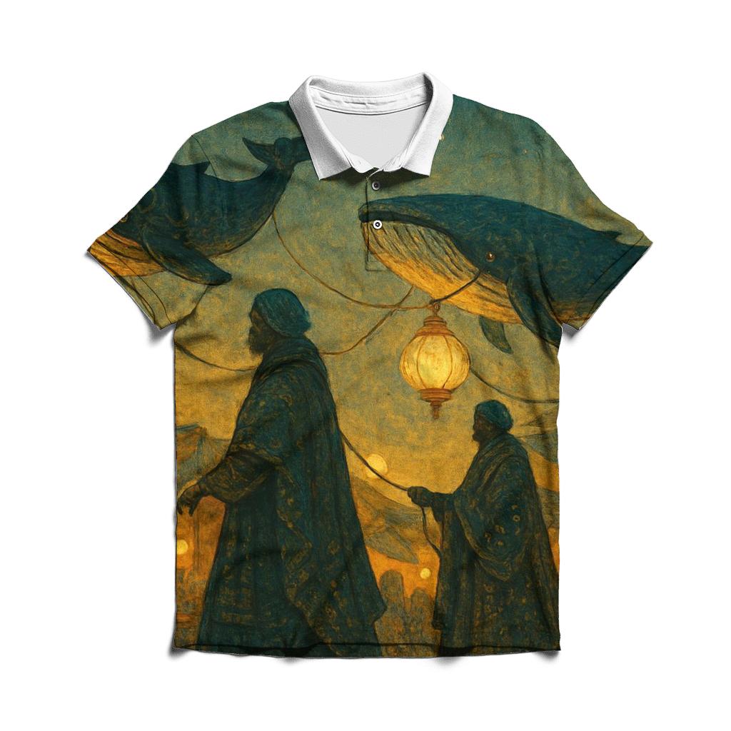 Random Lantern Whale Caravan stylish collar polo tees
