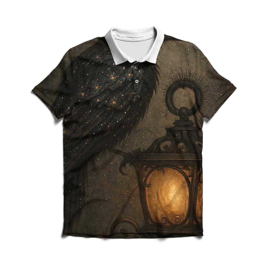 Random Magnetic Lantern Crow embroidered polo tops