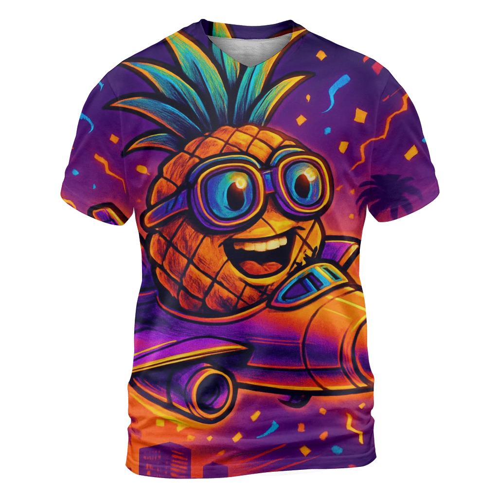 Random Neon Pineapple Pilot statement graphic shirts