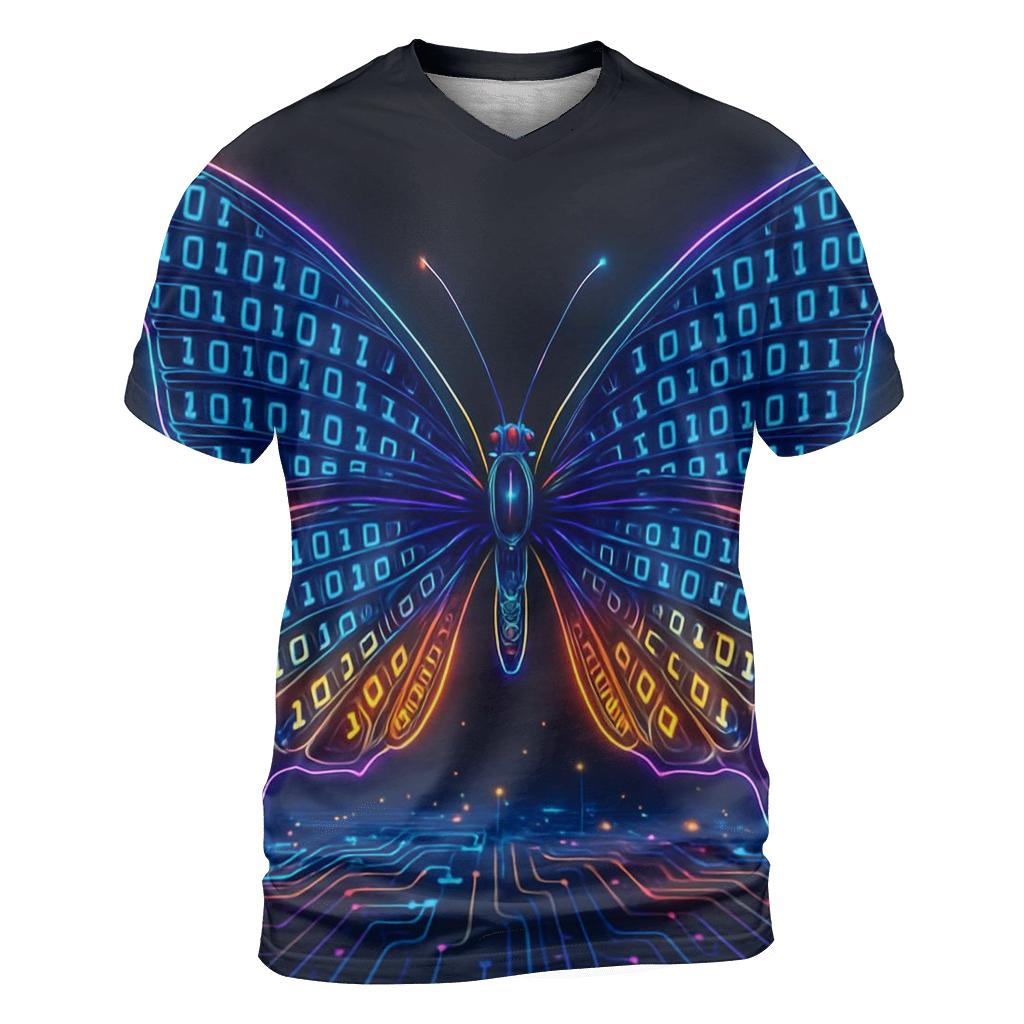 Random Binary Butterfly creative print fashion shirts