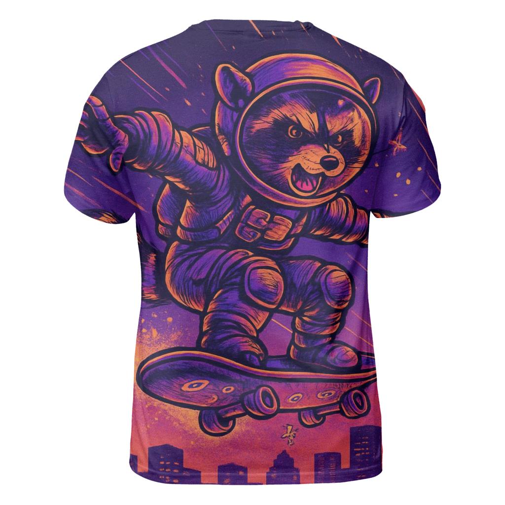 Random Astro Skate Raccoon artistic all-over print tops