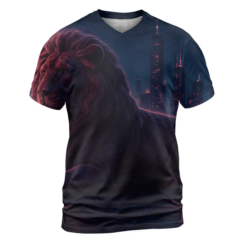 Random Velvet Skyline Lion creative print fashion shirts