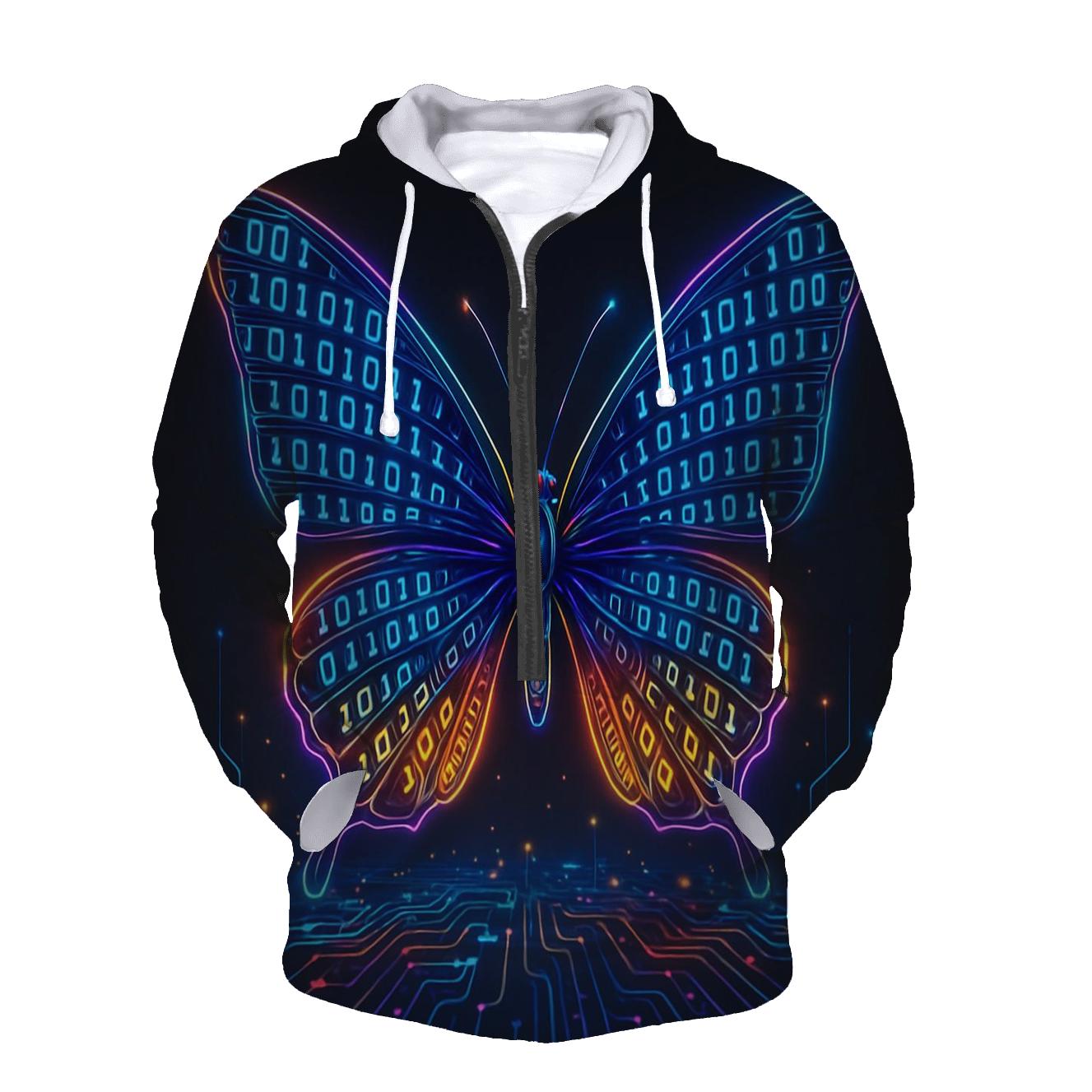 Random Binary Butterfly graphic hoodies