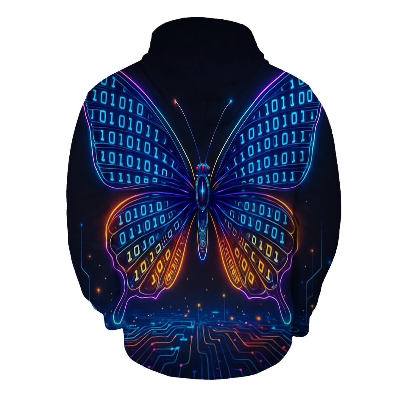 Random Binary Butterfly graphic hoodies