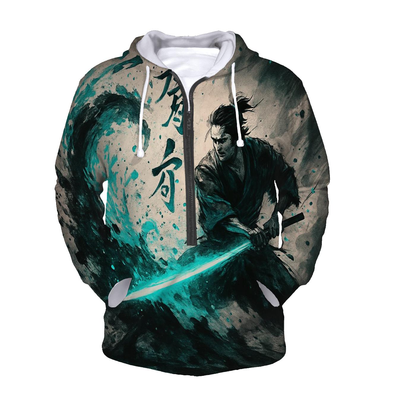 Random Inkwave Samurai printed hoodies