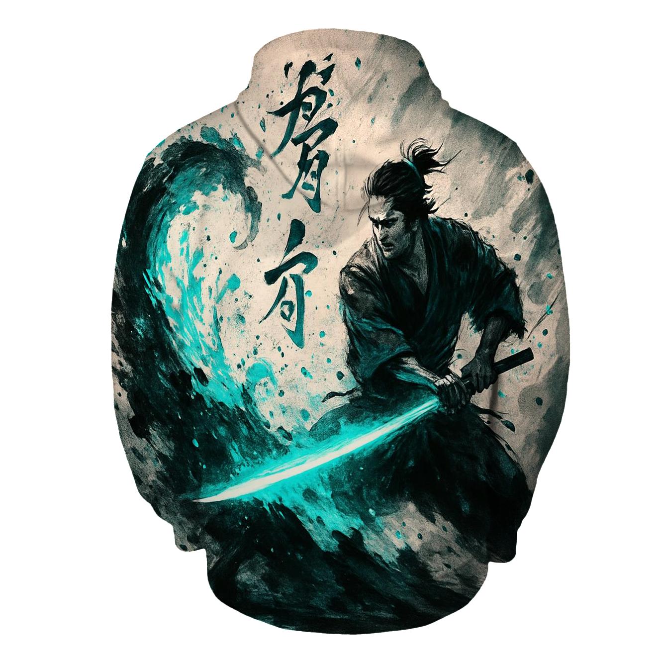 Random Inkwave Samurai printed hoodies