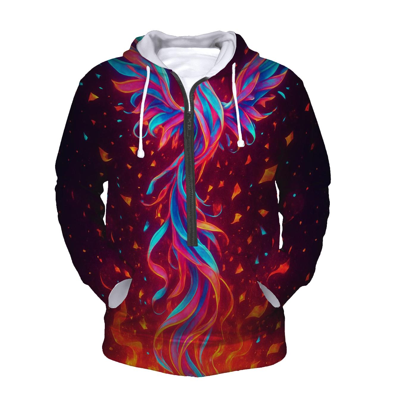 Random Neon Folded Phoenix premium hoodies