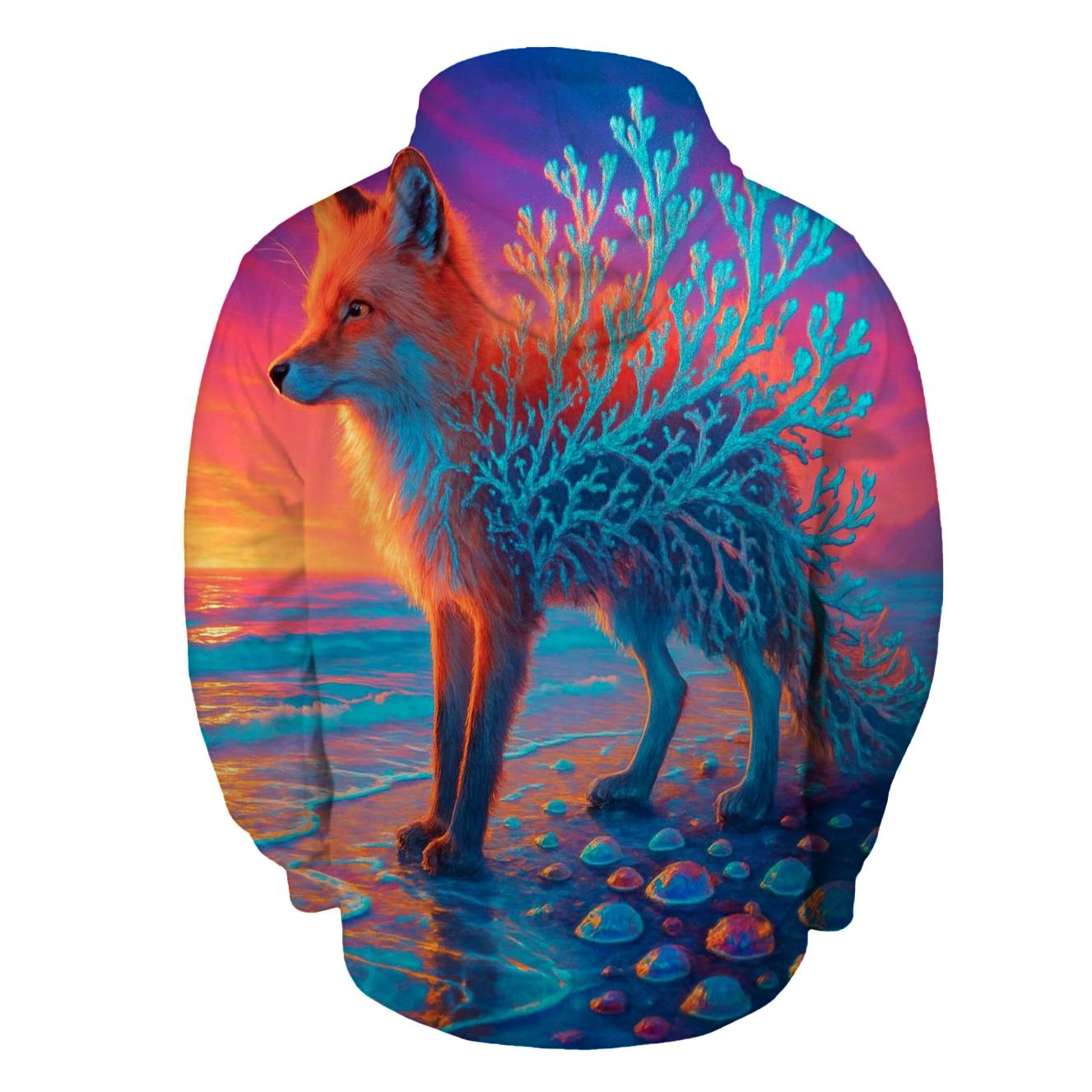 Random Chromatic Coral Fox lightweight hoodies