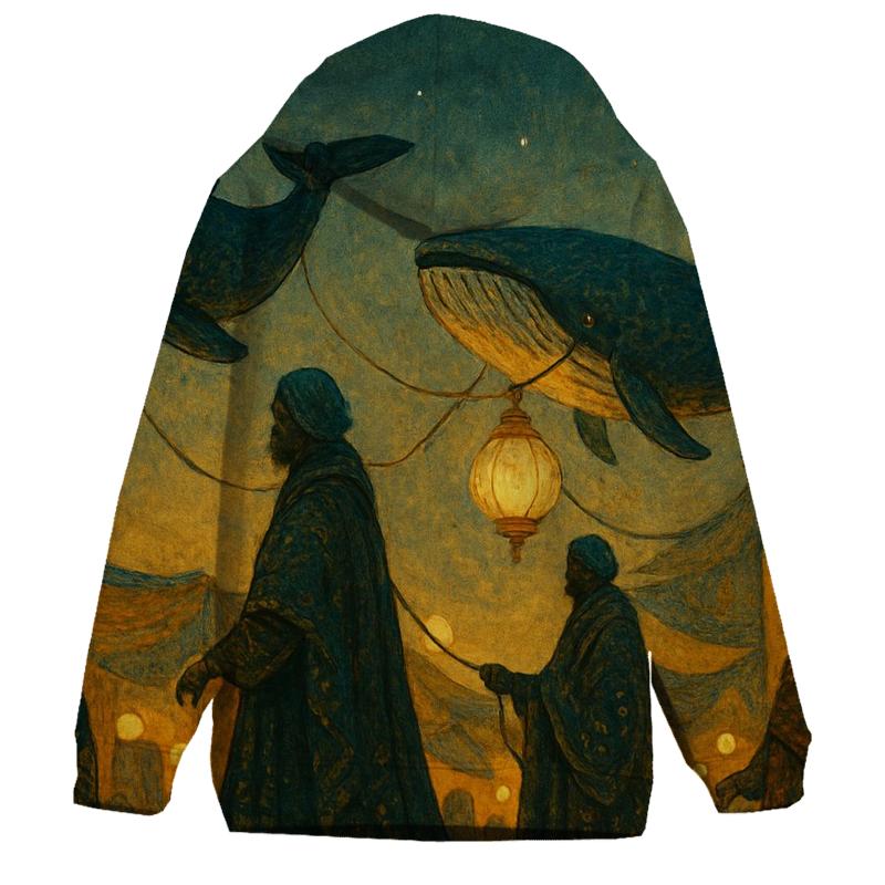 Random Lantern Whale Caravan zip-up hoodies