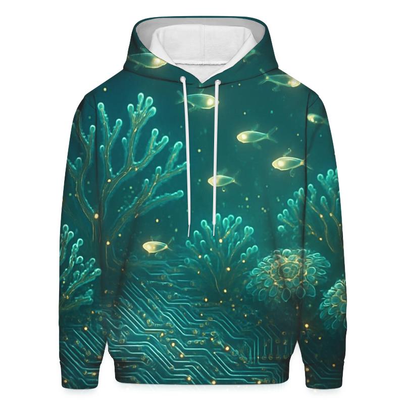 Random Circuitboard Coral Reef embroidered hoodies
