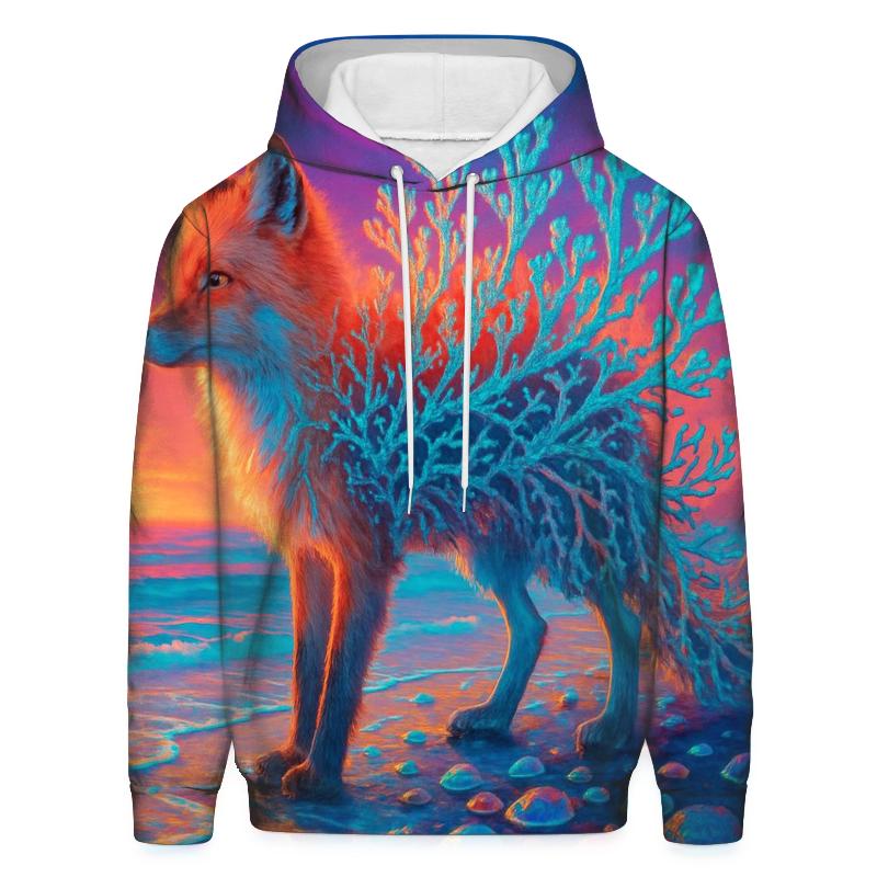 Random Chromatic Coral Fox graphic hoodies