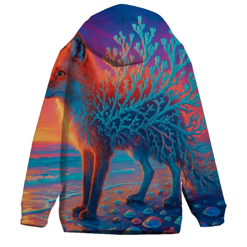 Random Chromatic Coral Fox graphic hoodies