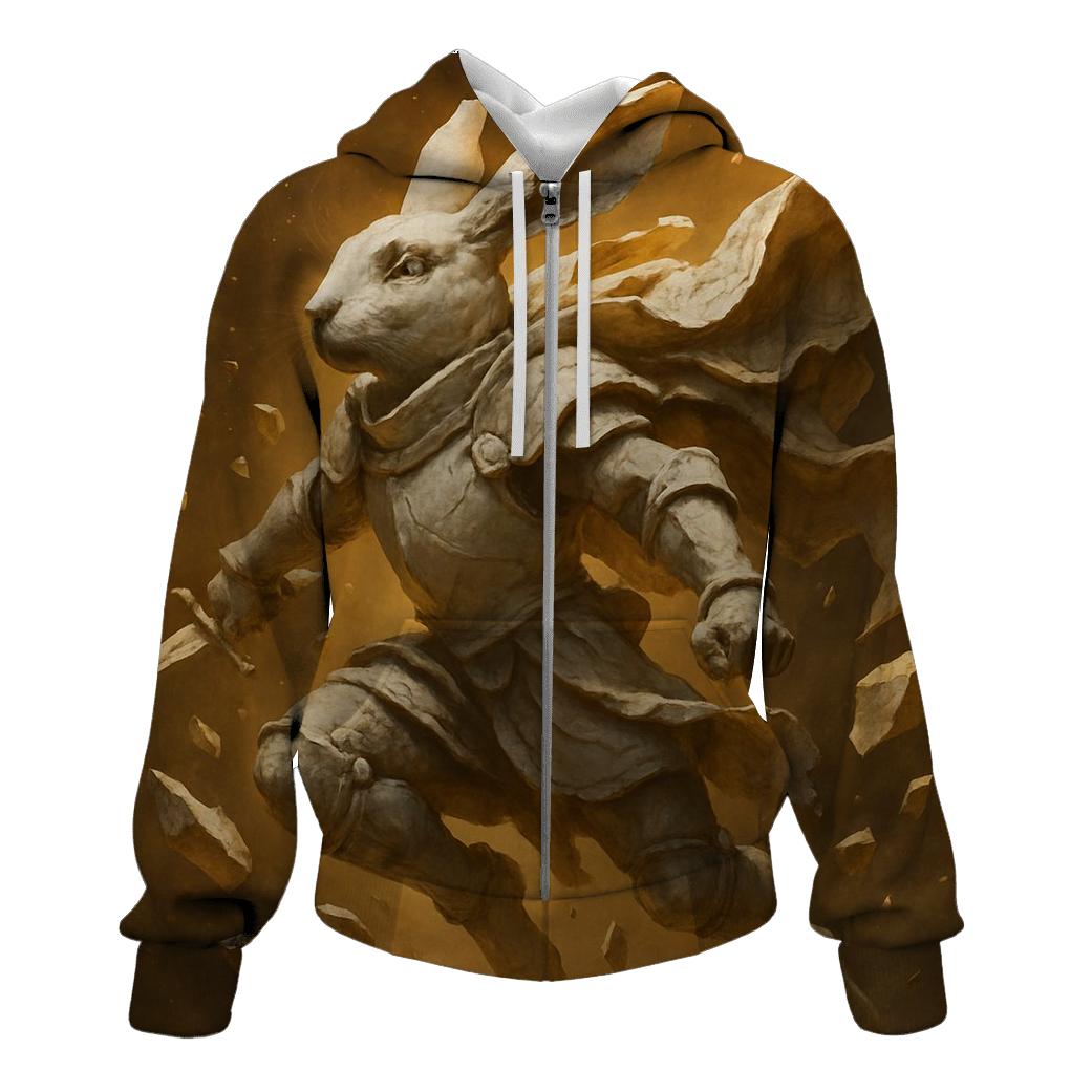 Random Marble Knight Rabbit embroidered hoodies