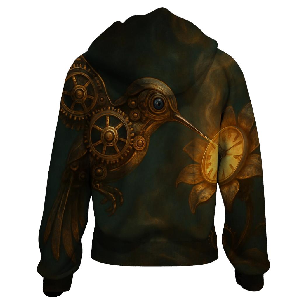 Random Clockwork Hummingbird zip-up hoodies