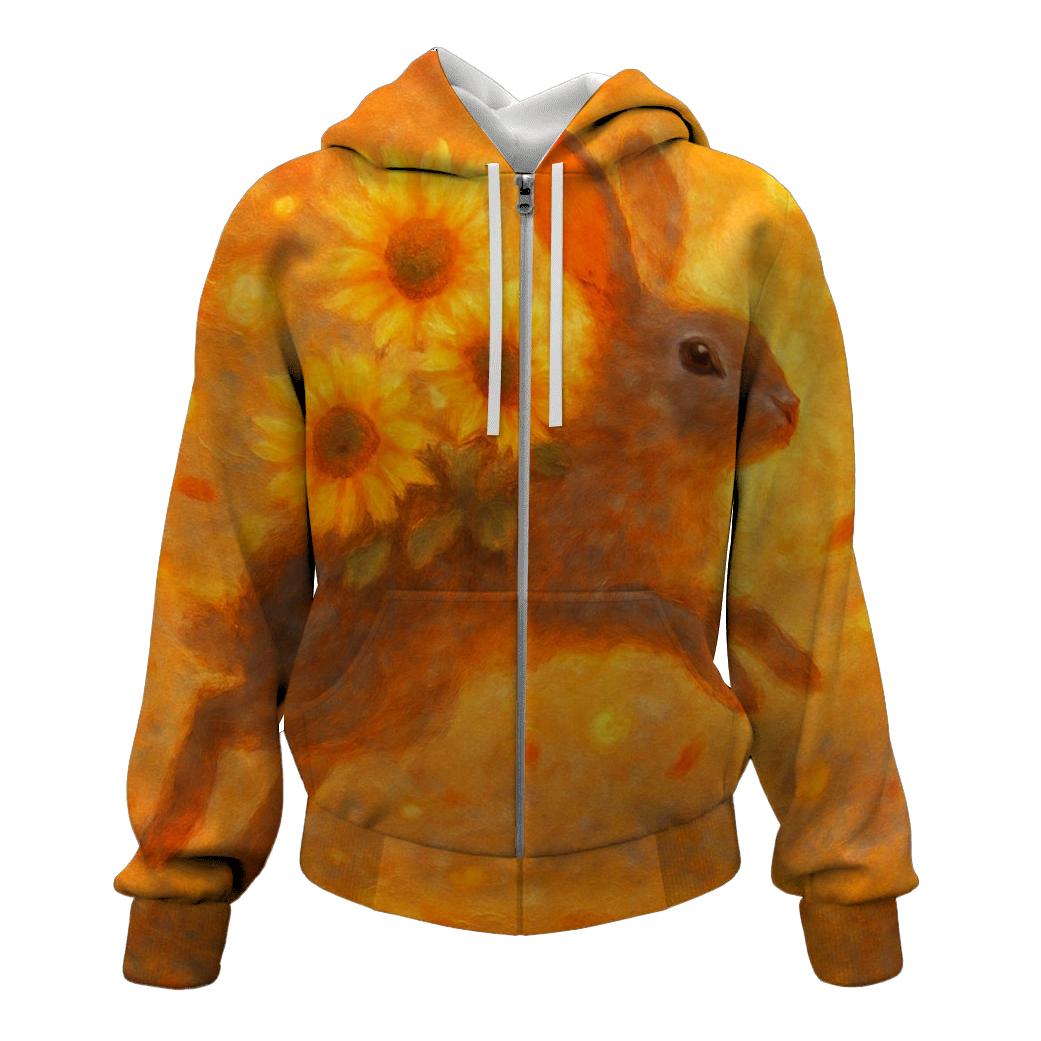 Random Solar Bloom Rabbit embroidered hoodies