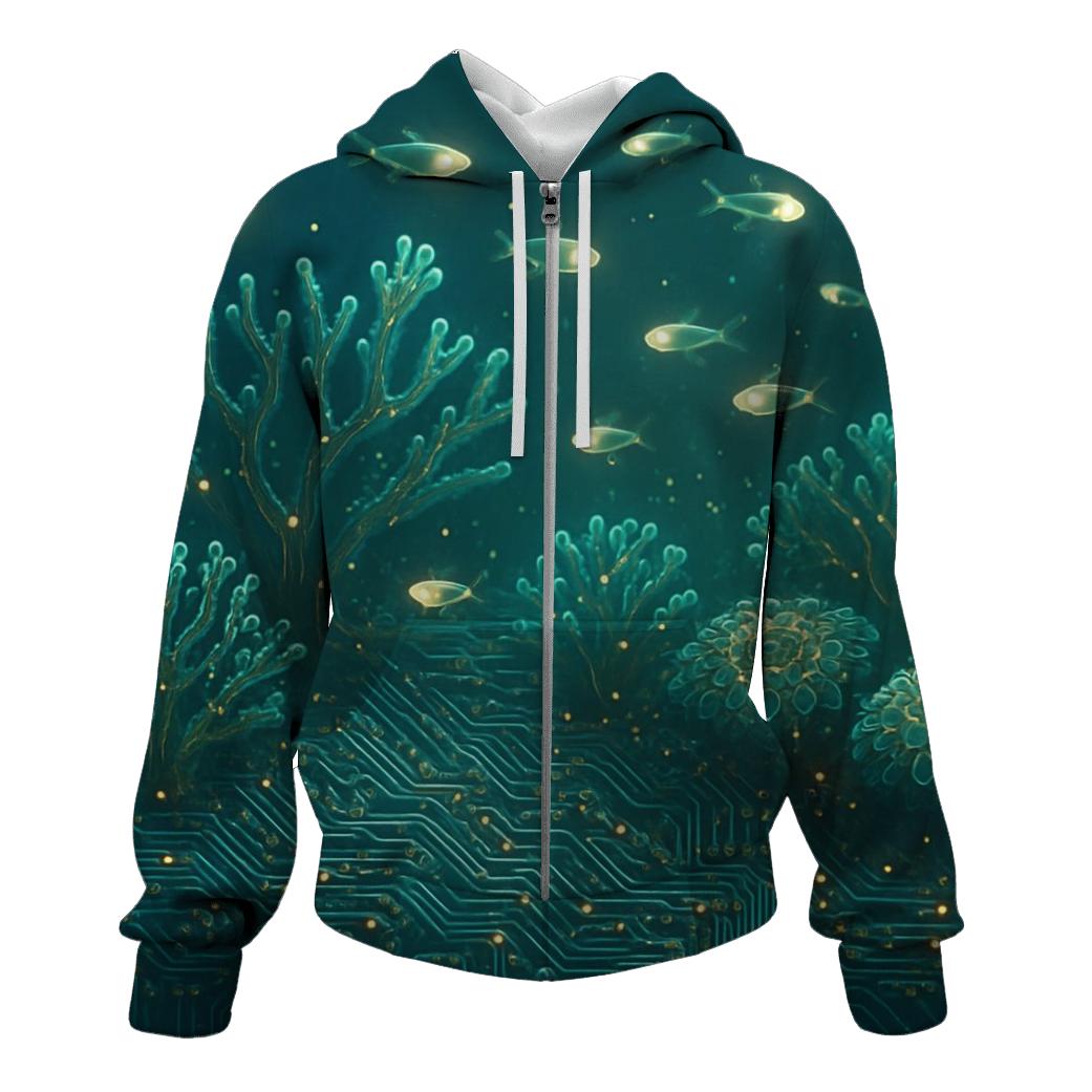 Random Circuitboard Coral Reef lightweight hoodies