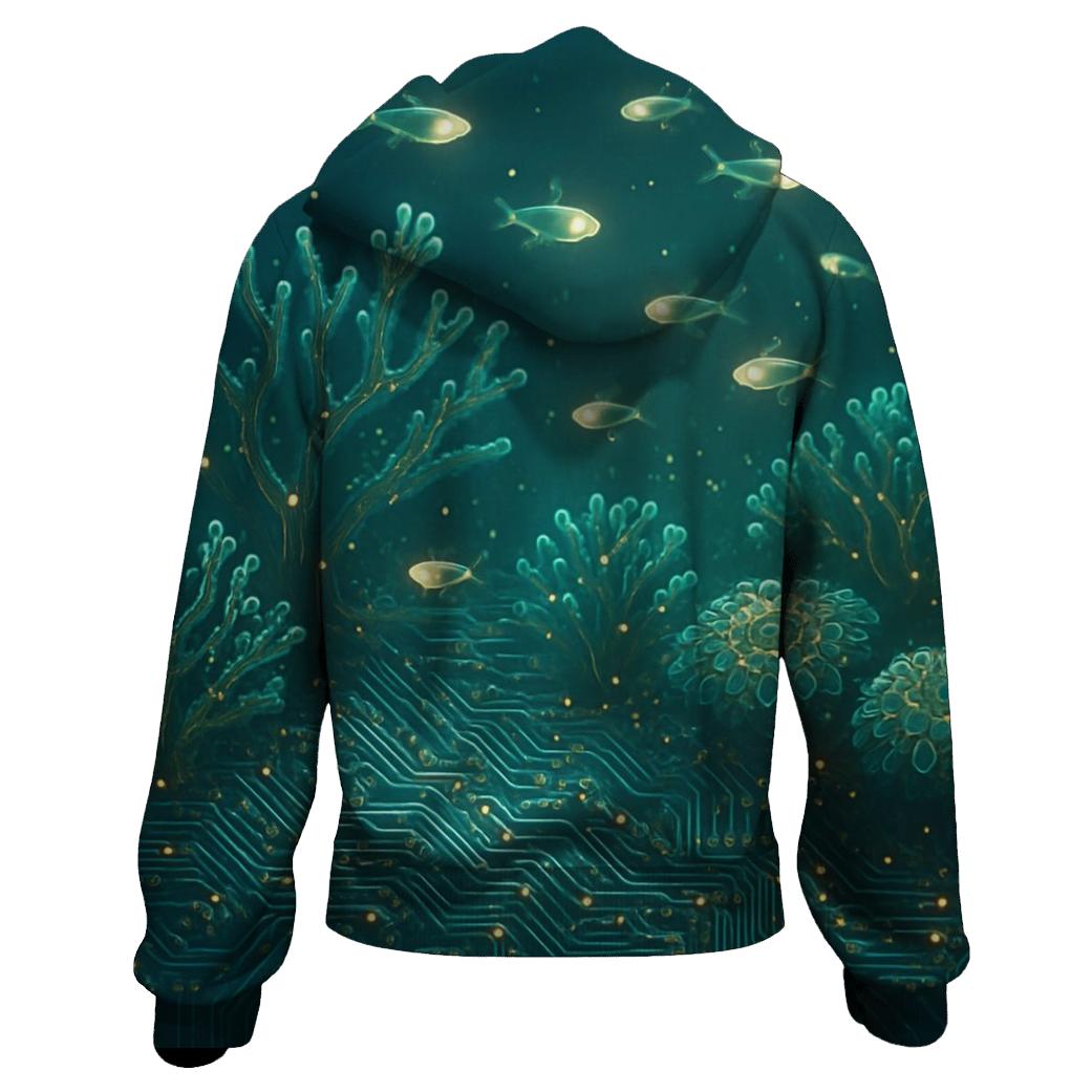 Random Circuitboard Coral Reef lightweight hoodies