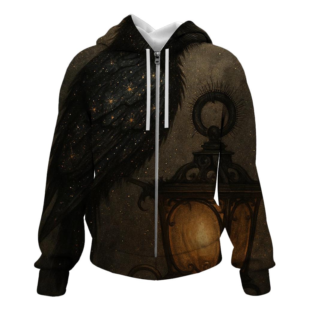 Random Magnetic Lantern Crow printed hoodies