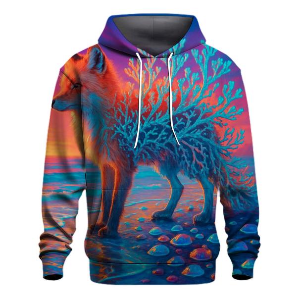 Random Chromatic Coral Fox pullover hoodies